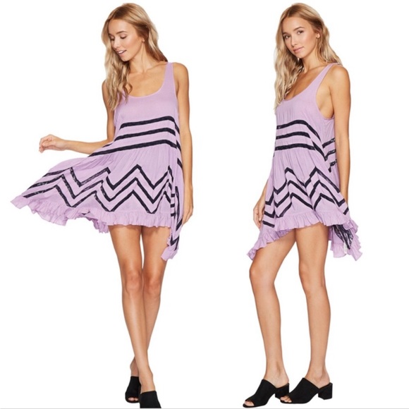 Free People Voile and Lace Trapeze Slip Dress in lilac midnight combo - Picture 3 of 10